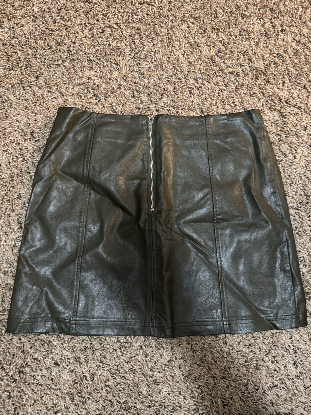 Alya army green faux leather mini skirt